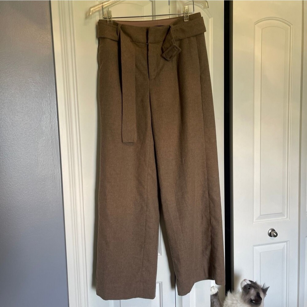 Banana Republic Wide Leg Belted Wool Blend Dress Pants Sz 6 Petite